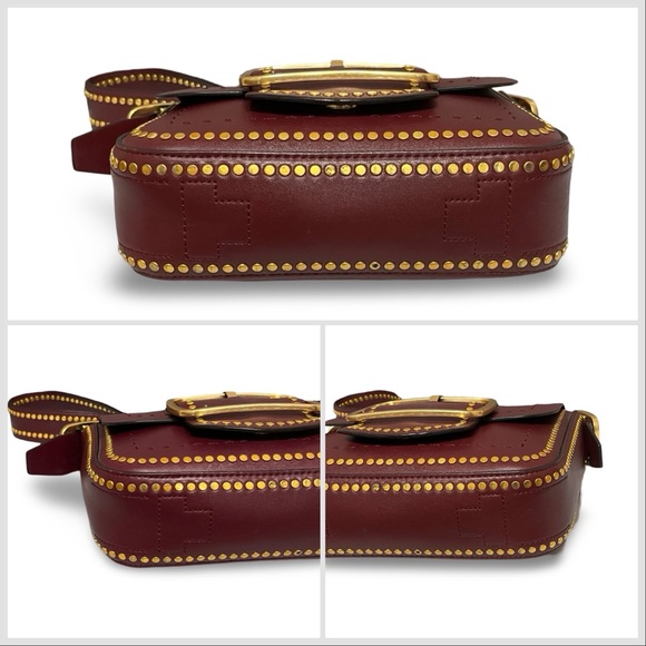 RARE! Tory Burch Port Leather Sawyer Studded Shoulder Bag - Picture 14 of 16